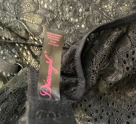 Dreamgirl Women's Black and Pink Lace Lingerie Slip Dress Size Large