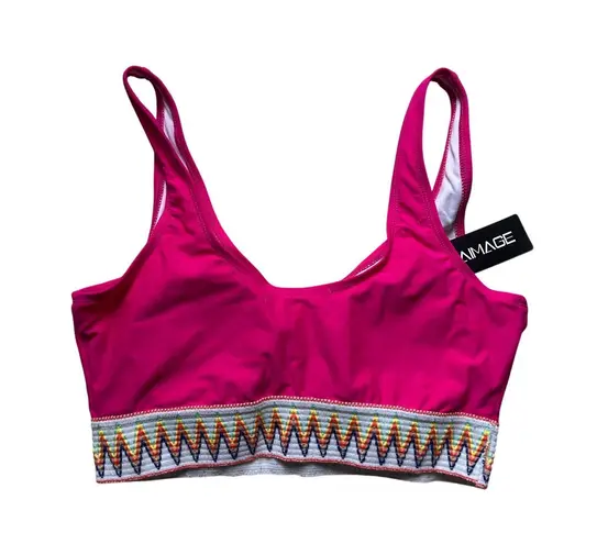 Aimage Women's High Waist Two Piece Bikini Set Aztec Swimsuit Pink L Large NEW