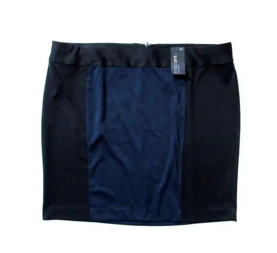 Lane Bryant NWT  Black & Blue Colorblock Stretch Knit Pencil Skirt 24