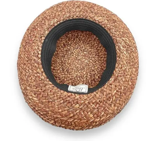Vintage Bass Woven Braided Raffia Straw Sun Hat Dark Brown Y2K 90s Blossom OS