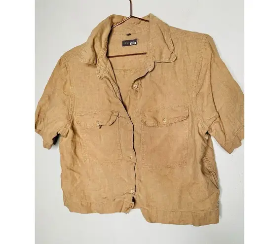 DL1961 Khaki Tan Short Sleeve Button Front Flap Pockets Montauk Shirt Size M