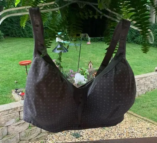 Playtex 18 Hour 4803 Silky Soft Smoothing Wirefree Bra Polka Dot Size 44C Gray