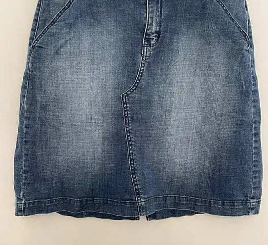 Lane Bryant GLAMOUR x  Plus Size Dark Wash Faded Knee Length Denim Jean Skirt 14