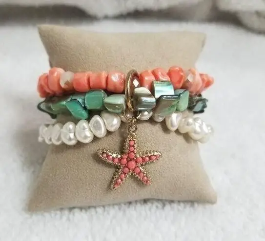 Beachy Stone Stretch Bracelet Orange