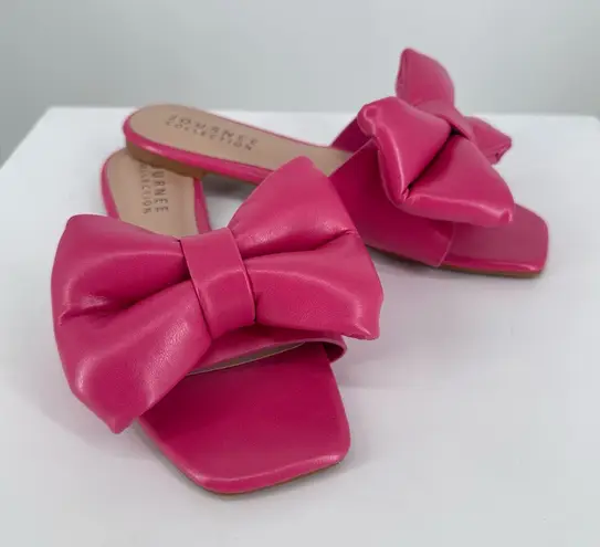 Journee Collection Fayre Slip On Flat Bow Sandals size 9 Slides Puffy NWOT