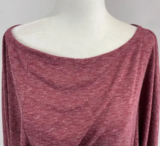 Caslon New Soft Knit Long Sleeve Side Tie Midi Dress Red Heather Size Small