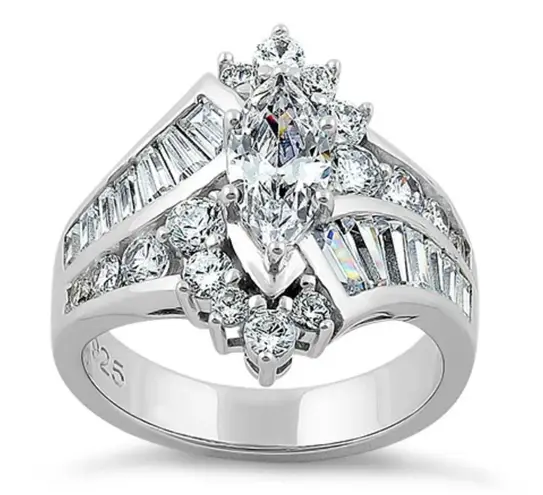 Sterling Silver SIZE 5 925 Reflection Marquise Cut Clear CZ Engagement Ring