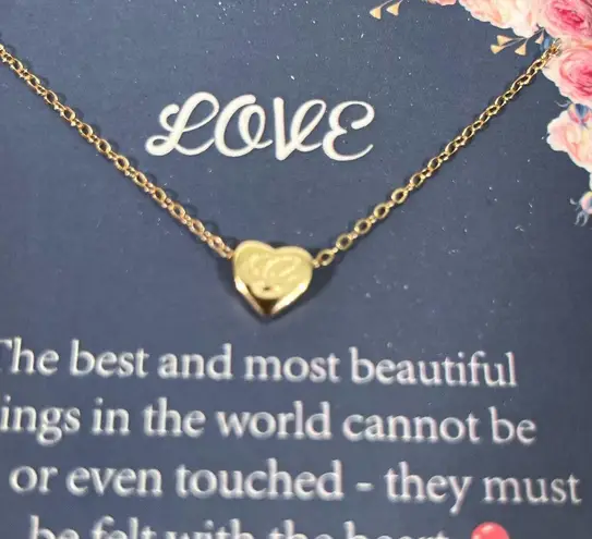 Monooc Initial G on Gold Heart Pendant Necklace 14K gold plating 16”