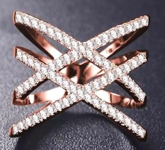 Rose Gold Double Criss Cross X Ring