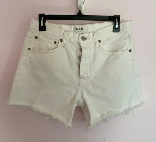 AGOLDE Parker Long High Waist Cutoff Denim Shorts