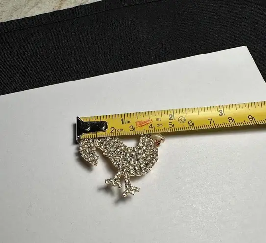 Rhinestone Rooster Chicken Gold Tone Brooch Pin Bird