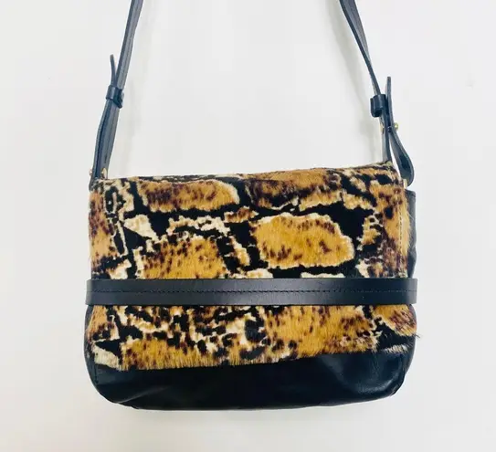 Clare V leather RARE leather & pony hair crossbody bag Black