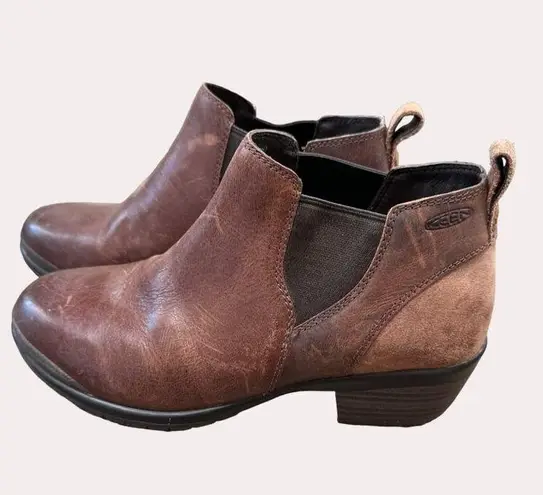 Keen women’s brown leather ankle boots shoes size 7 SKU 6174