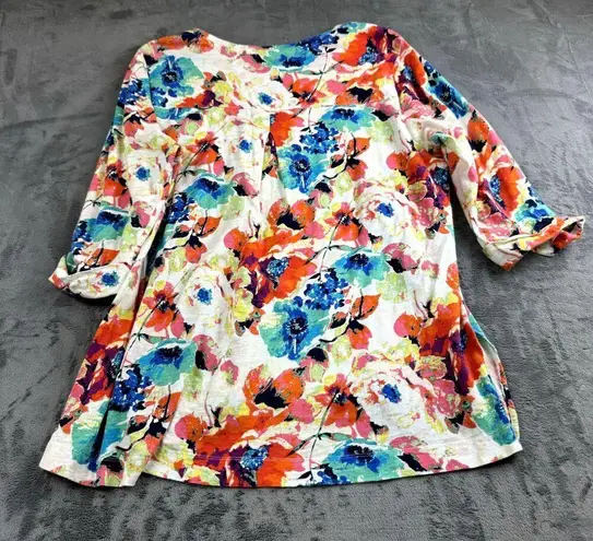 Westbound  Womens Top Size 1X Floral 3/4 Sleeve Mature Flowy Boho Colorful