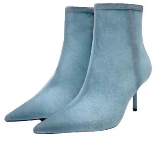 ZARA  Denim Light Blue Denim Ankle Boots(Size 39/8)