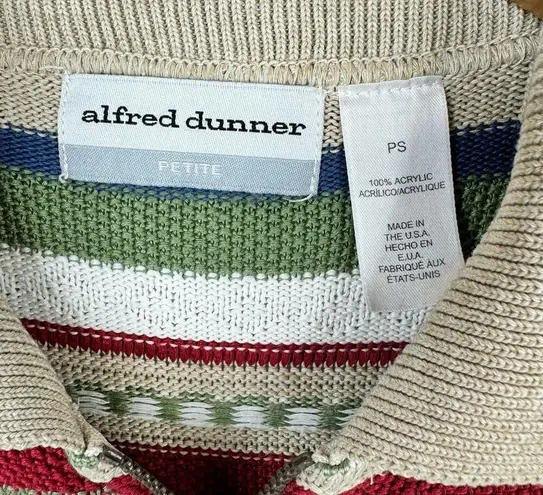 Vintage Alfred Dunner Retro Collard Knit Sweater Short Sleeve Striped Small P