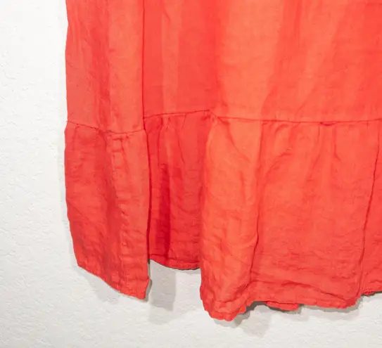Terzo Millennio Red Linen Italian Midi Dress Size Medium