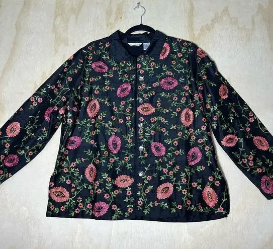 Laura Ashley Black and Pink Floral Blazer