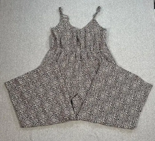 Very J Leopard Print Jumpsuit Women's Medium Spaghetti Strap Cropped Wide Leg