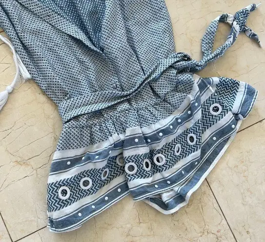 Dodo Bar Or Like New Blue/White Striped Roped Romper Sz Small Blue