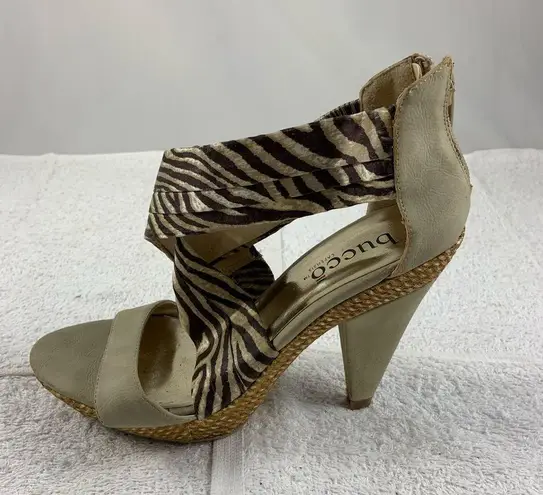 Bucco Saba 7 zebra crema stiletto wedge
