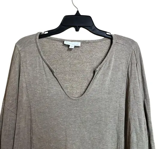 Pure J Jill Tranquility Fleece Tunic Sweatshirt Womens XL Beige Stretch Blouse