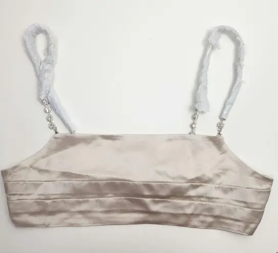 Retrofête Retrofete Zeke Bra Top in Champagne Size Large NWT Satin Crystal Embellishments