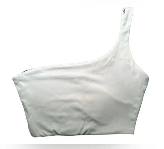 Naked Wardrobe Microrib One-Shoulder Crop Tank in light lavender