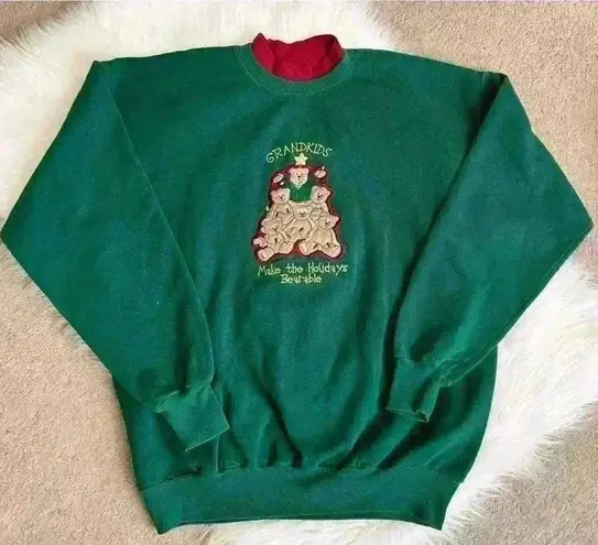 Vintage Holiday Sweatshirt Grandkids Make the Holidays Bearable Large Red