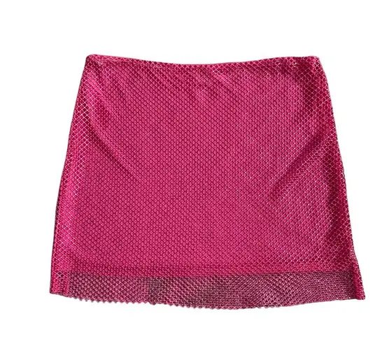 SLA The Label Pink Romi Diamante Skirt Women’s Size S Mesh Rhinestones Semisheer