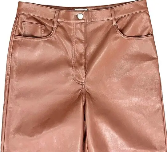 Wilfred  Aritzia Melina Brown High Rise Straight Leg Vegan Leather Pants size 12