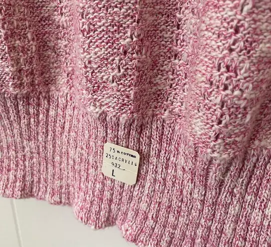 Glamour Knit Vintage Pink Sweater Lace Collar ~ Made In USA ~ Retro Barbiecore Size M
