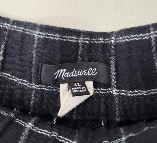 Madewell Huston Pull On Tapered Ankle Crop Pants Black White Plaid Pockets