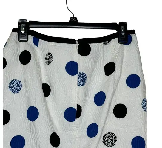 Talbots  Women Skirt Pencil Polka Dots Hidden Zipper Kick Pleat Slit Lined White