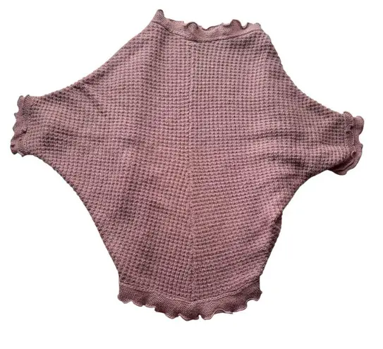 Anthropologie MOTH Crochet Ruffle Cardigan Sweater Pink Mauve Size XS Oversized