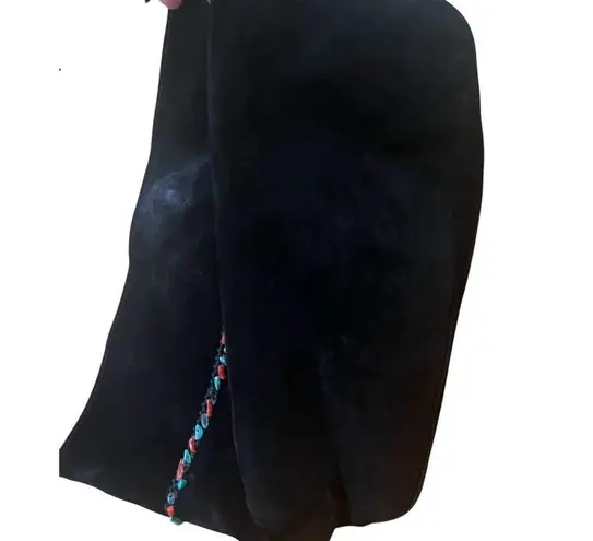 Bottega Veneta Suede Black Shoulder Purse Stones Turquoise Rare Southwestern