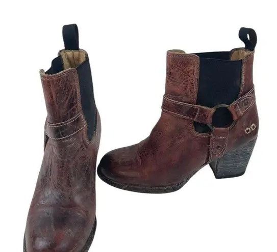 Bed Stu Harness Booties Women’s Size 7.5 Leather Ankle Distressed Slip On Boots