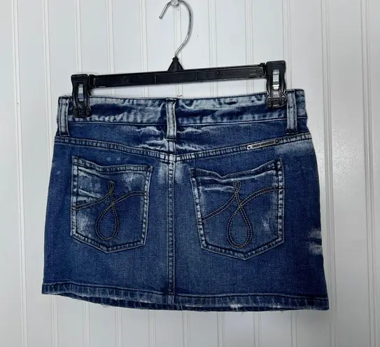 Juicy Couture Bleach Dye Mini Mini Denim Jean Skirt Size 24