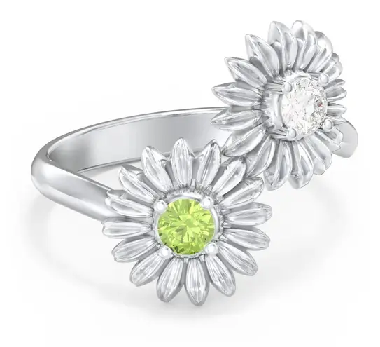 Sunflower Toi Et Moi Diamond Peridot 14k White Gold Ring 5