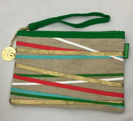 Arbonne Multicolor Wristlet Clutch Pouch Green
