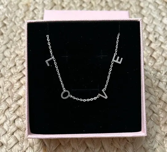 The Vintage Sparrow Boxed Silvertone Inspirational Message Love Necklace Silver