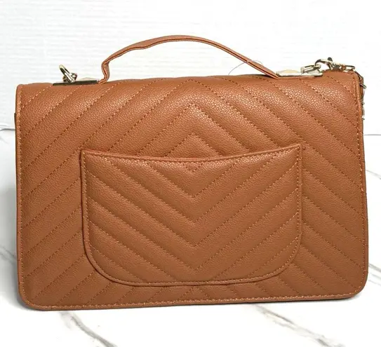 ALFA BAGS Classic Quilted Tan Shoulder Crossbody Red Lined Purse Chain Strap NEW