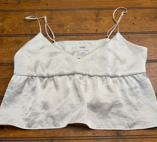 Wilfred White Satin Peplum Camisole Tank Top XS
