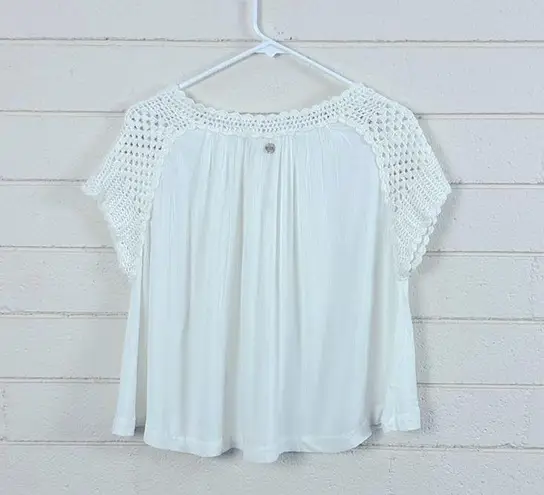 Rip Curl  White Crochet Trim Blouse S