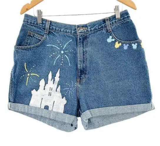 Disney Gitano Vintage Denim Hand Painted  Mickey Mouse High Waisted Jean Shorts