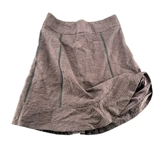 Azwell Vintage Y2K Midi Skirt Brown S A-Line Embroidered Floral Cutout Detail