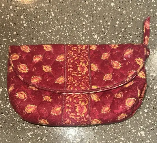 MAGGIB Quilted Makeup Cosmetic Bag Travel Pouch Red Floral