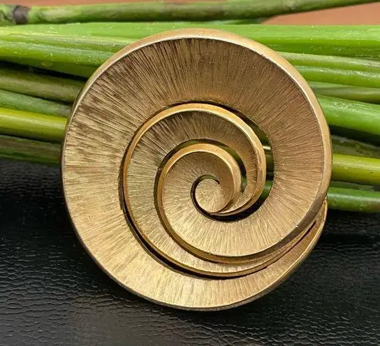 Trifari Vintage Crown Large Swirl Gold-tone Brooch