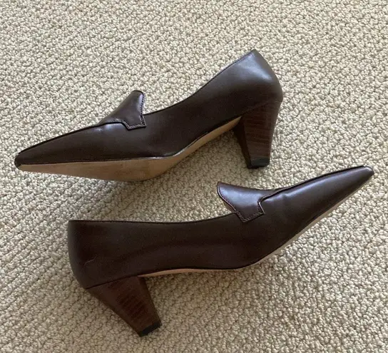 Women’s Kitten Heels Pumps Brown High Heel Shoes Size 8 Vegan Leather Work Mini