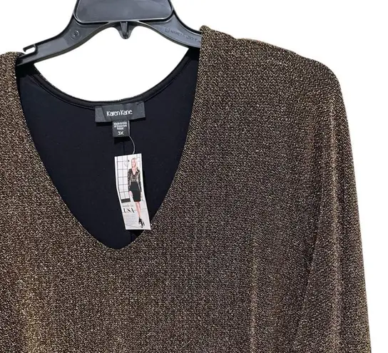 Karen Kane Tinseltown Taylor Dress Gold Black Women’s Plus Size 3X NWT